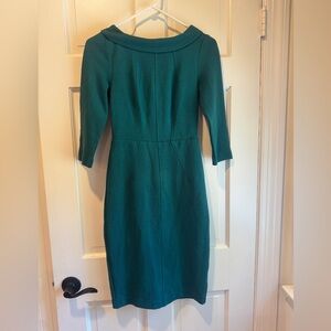 Semi Long Sleeve Green Women's Dress